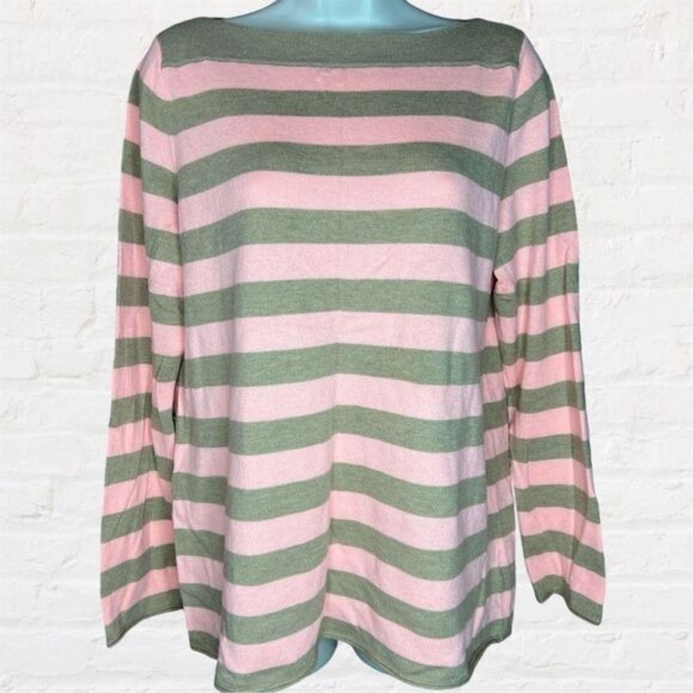 Gap Womens Pink Tan Striped Boatneck Wool Blend Sweater Medium S/605813-01